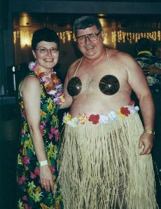 president in grass skirt 